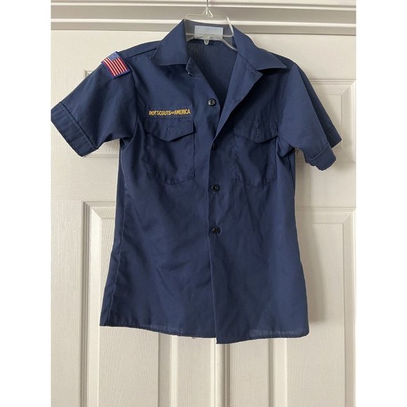 Boy Scouts of America Other - Boy Scouts America Vintage Official Youth Shirt Med Blue Short Sleeve Button Up